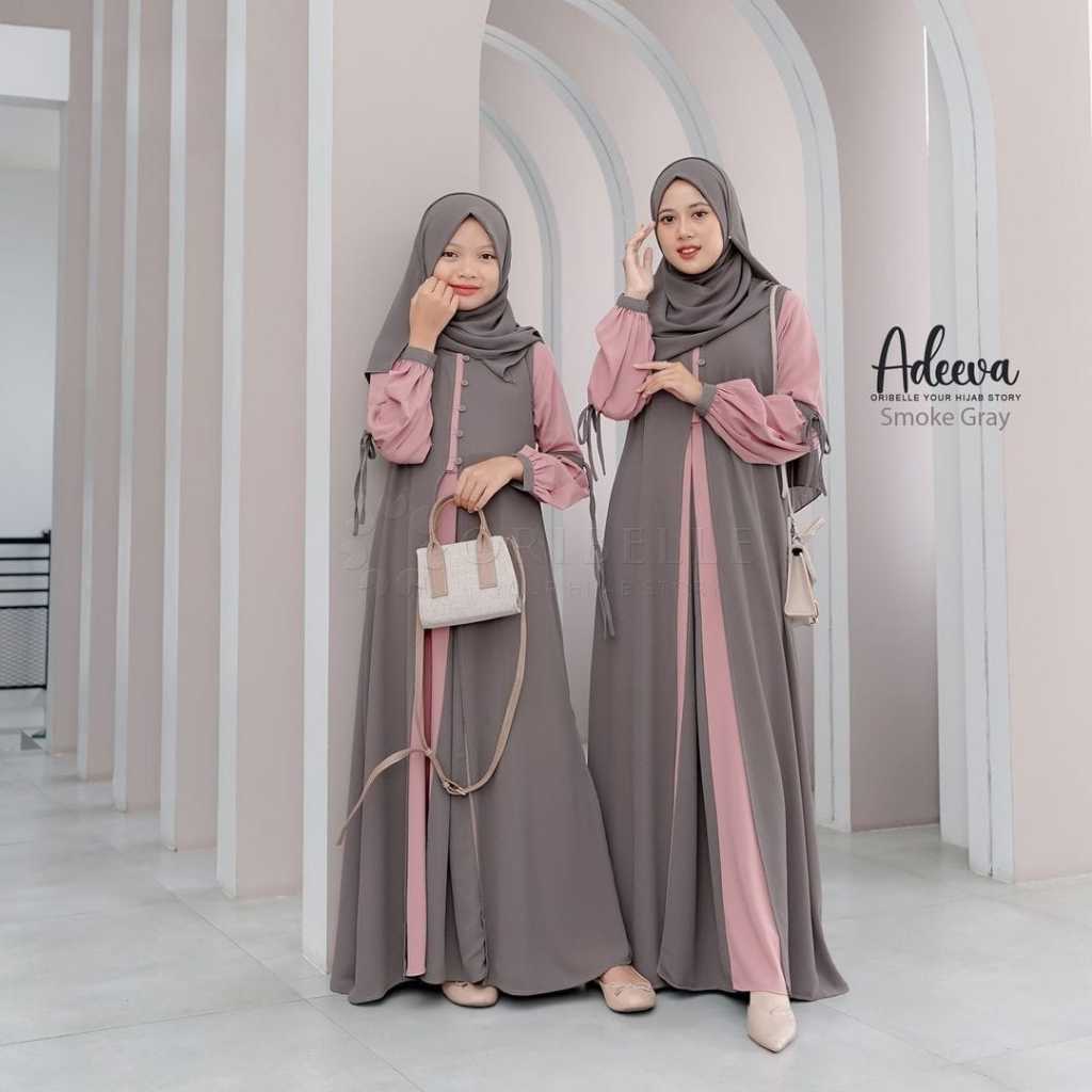 Gamis Couple Ibu Dan Anak Remaja Inner Dress Outer Pasmina set Gamis hijab anak Perempuan