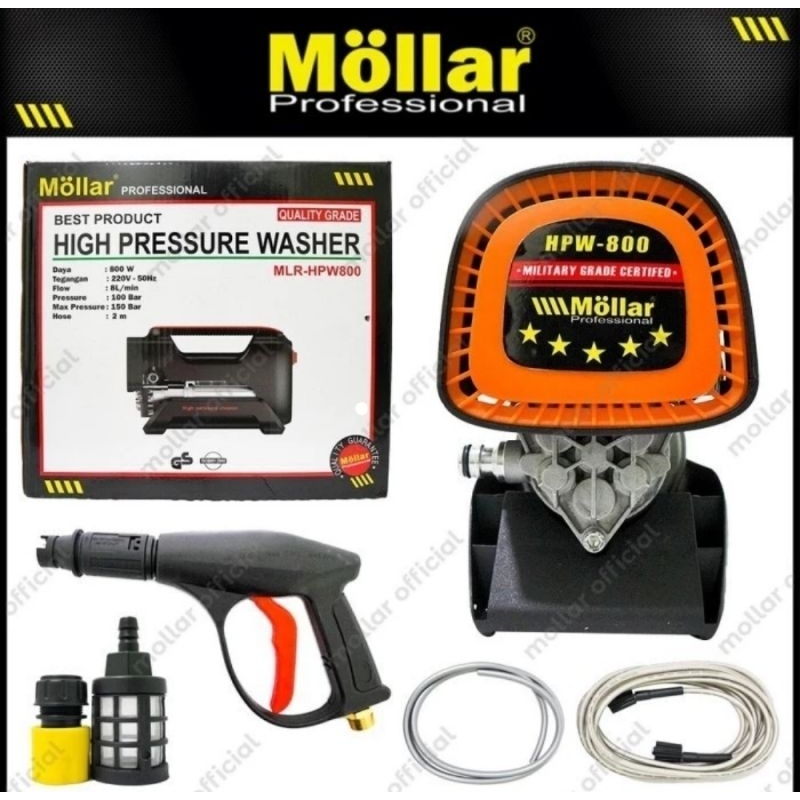 Mesin Steam Jet Cleaner Mollar HPW800 Mesin Cuci High Pressure Washer BRUSHLESS