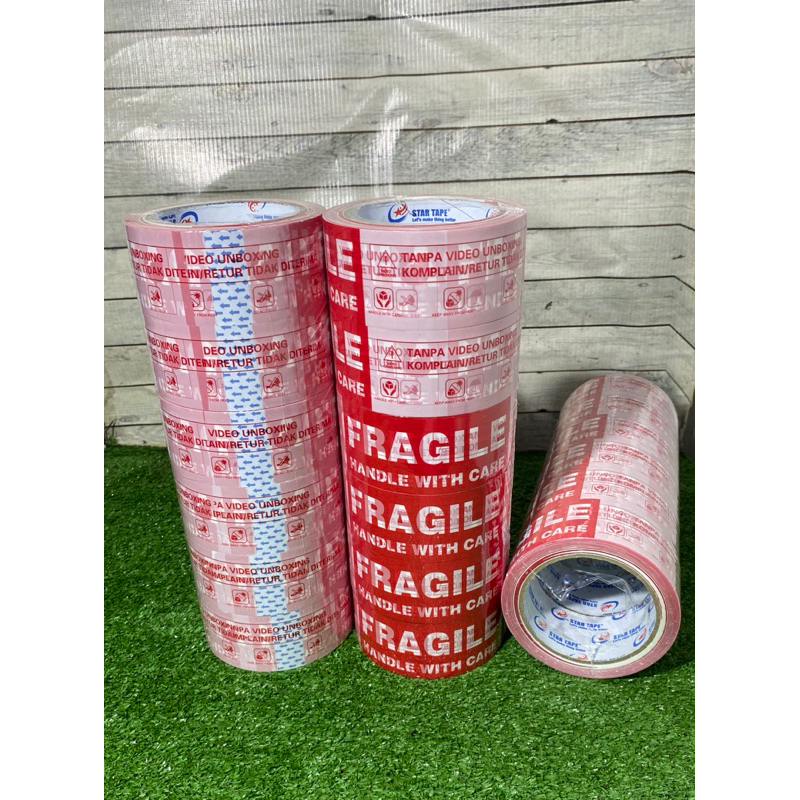 

1 PCS LAKBAN FRAGILE VIDIO UNBOXING MERAH DAN PUTIH UKURAN 45MM X 100 YARD