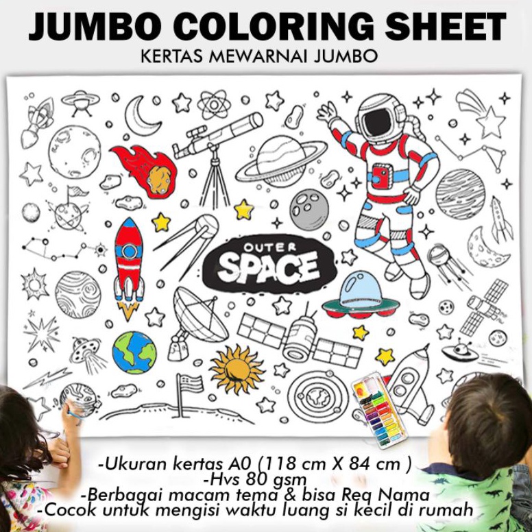 

JUMBO COLORING SHEET bisa custom nama KIDS GIANT POSTER 84x118cm KERTAS MEWARNAI BESAR MAINAN ANAK AOT ATTACK ON TITAN AMONG US SPACE PRINCESS CARTOON ART A5F4