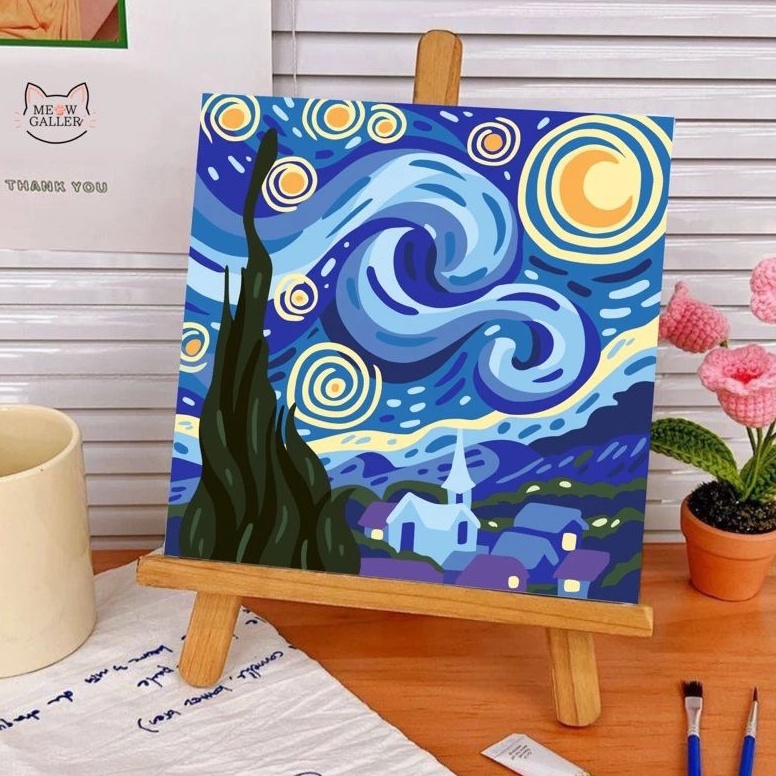 

Paint By Numbers 2x2cm Starry Night Painting KIT DIY ART Y1H3
