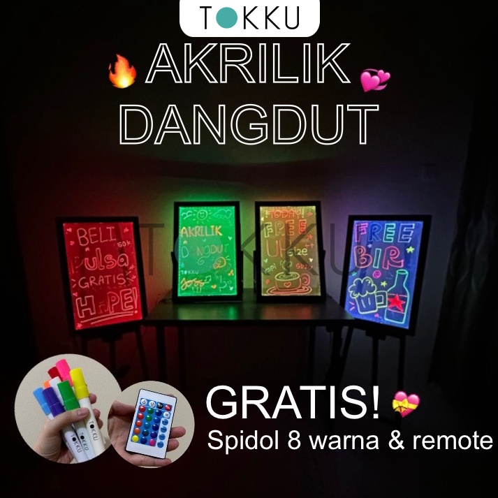 

TOKKU Akrilik Dangdut LED 6cm x 4cm Papan Promosi LED Papan Tulis LED Papan Promo Custom ART W4S6