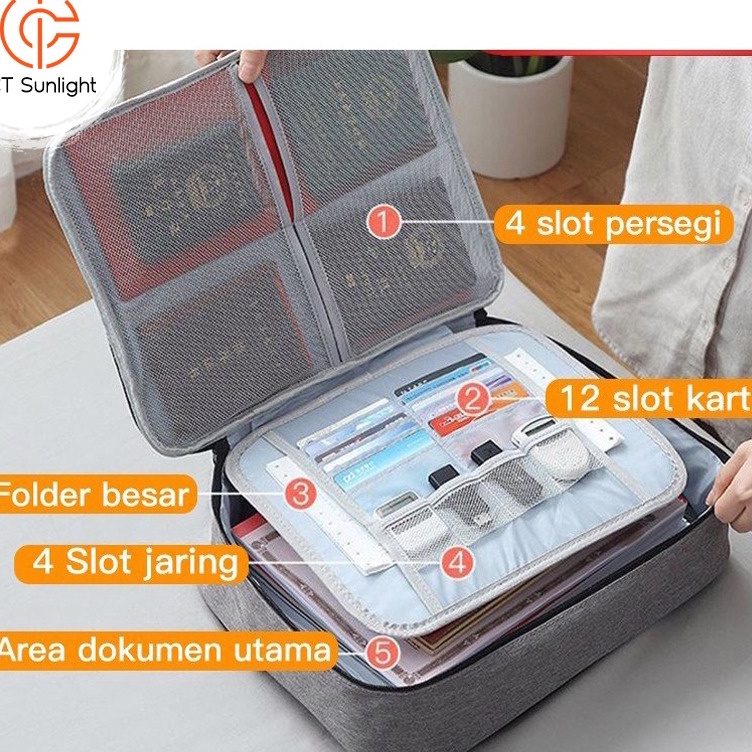 

CT Sunlight TAS Dokumen 5 LayerTas Tempat dokumen penting Tas Multifungsi Kotak Dokumen Portabel ART S4J7