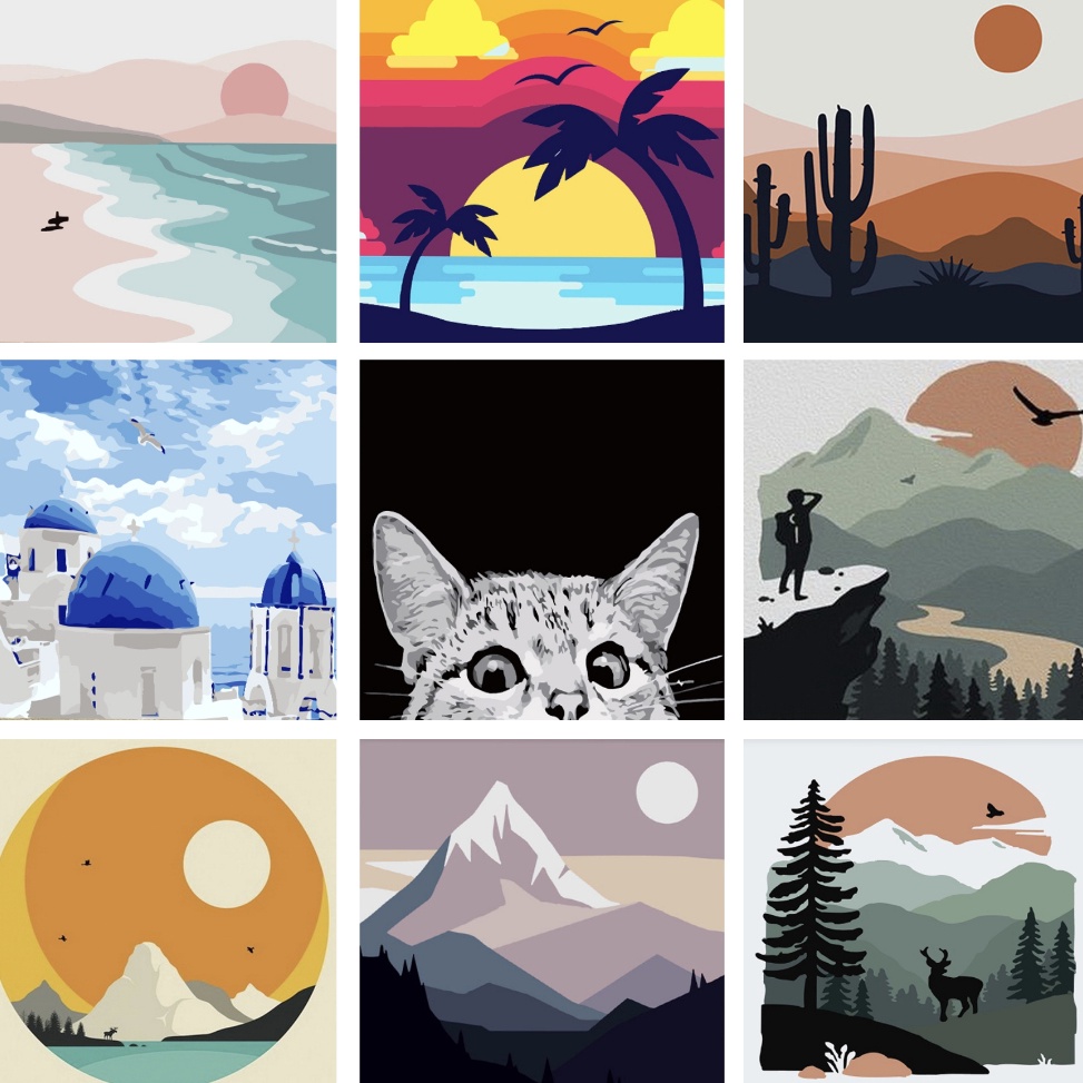 

DIY Oil Painting Mini 2x2cm Paint By Number Kit with Frame ART A6V8