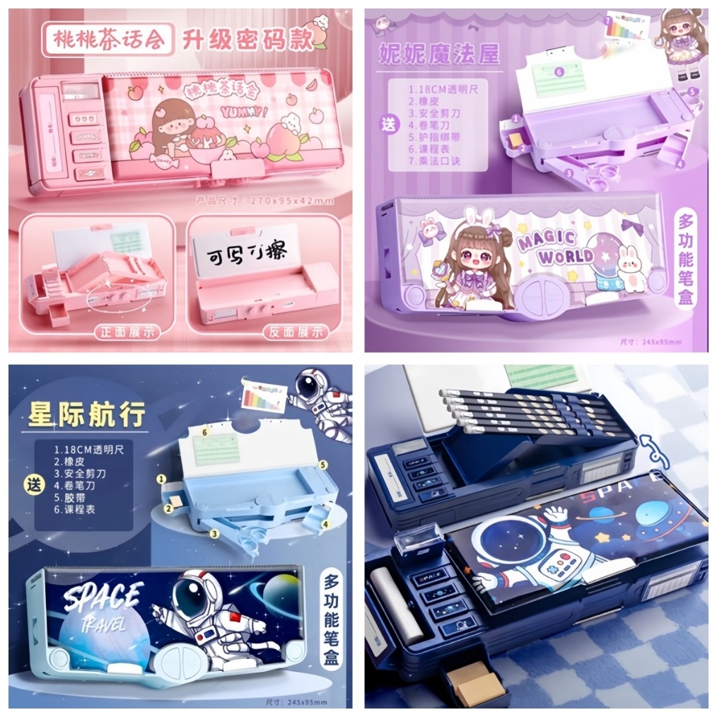 

Tempat Pensil Multifungsi Motif Unicorn Dinosaurus Astronot Untuk Anak TkKotak Pensil Pola Kartun Lapisan Ganda Tunggal dengan Rautan Kapasitas ART X8E9