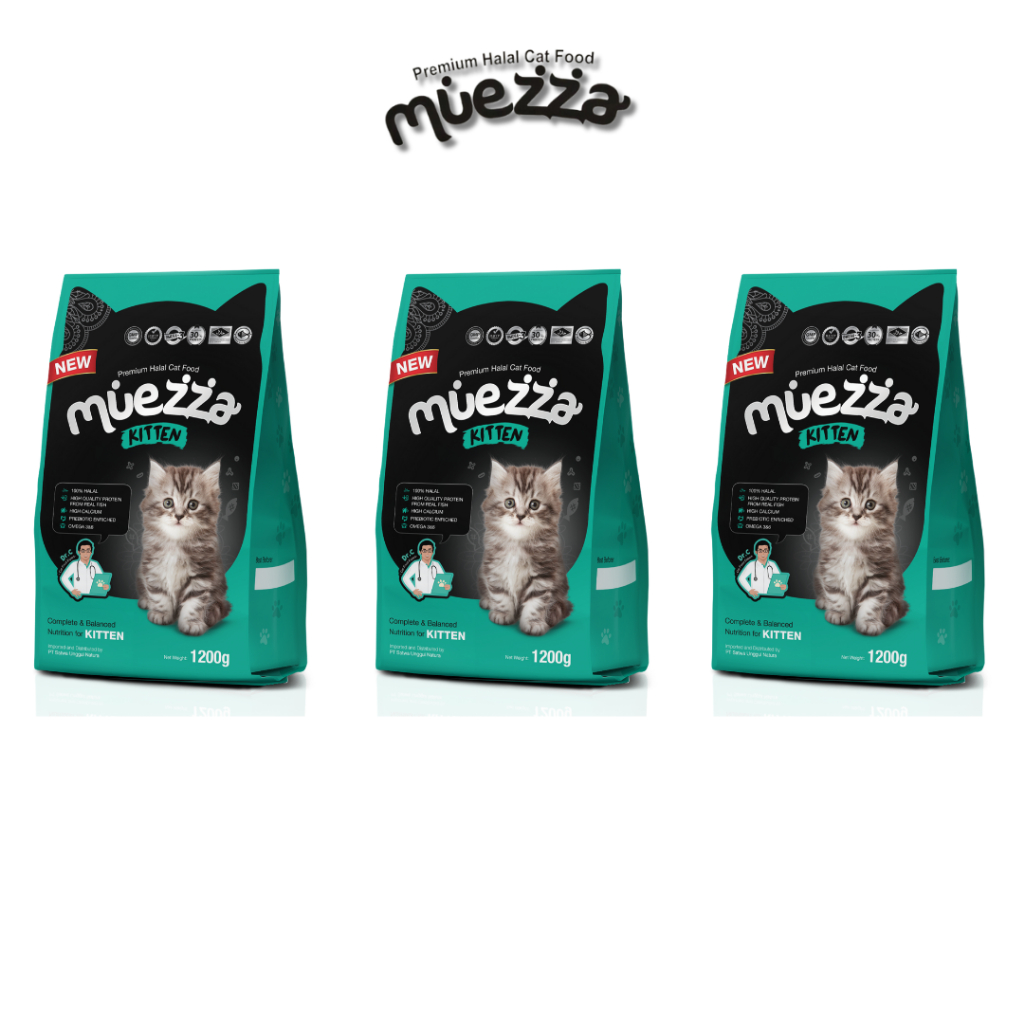 Muezza Makanan Kucing Kering Kitten 1.2 kg isi 3 pcs - Paket Besar