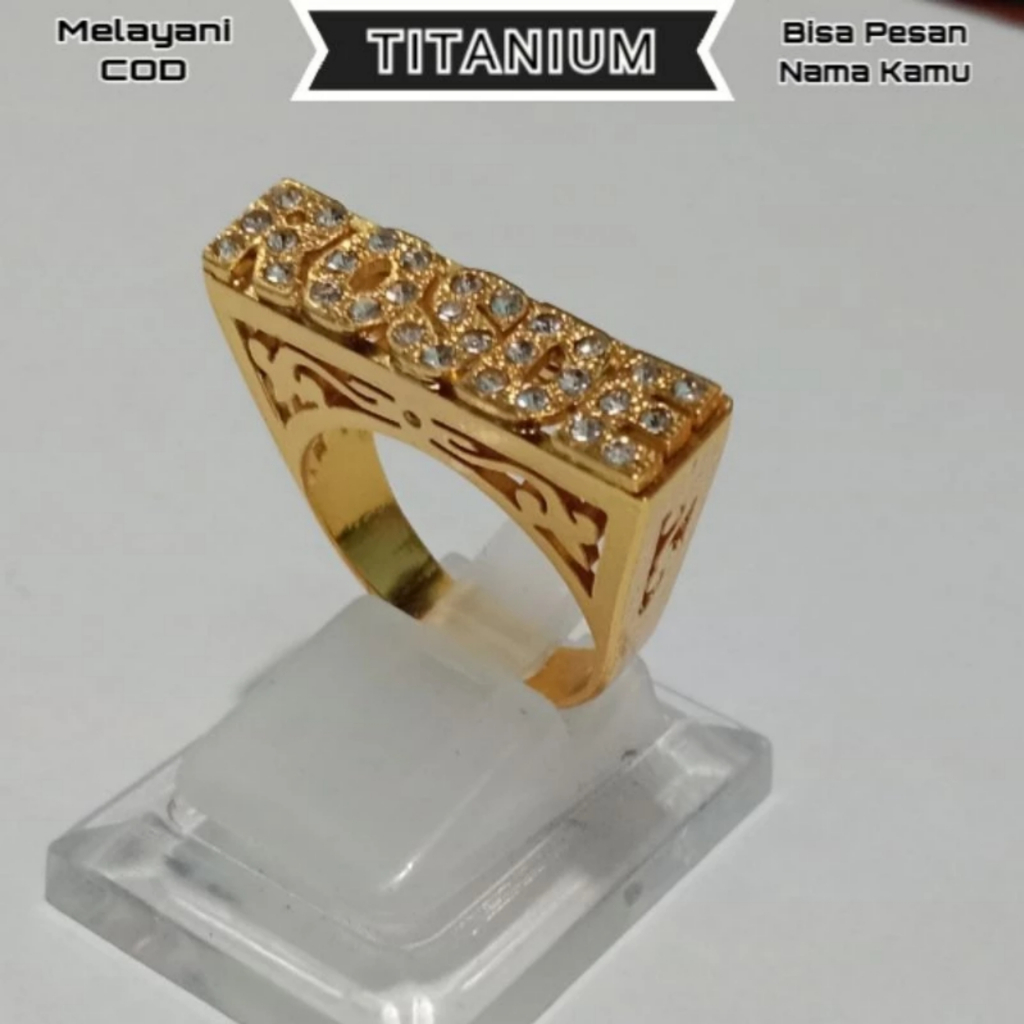 Cincin model eropa // cincin custom nama // cincin nama permata // Cincin titanium lapis emas