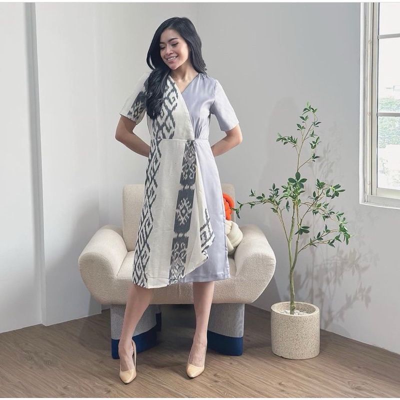 Tunik Tenun Troso / Tunik kombinasi Toyobo / Dress Kantoran/ tenun toraja