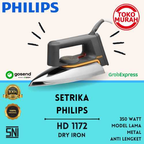 Seterika/Setrika Listrik/Dry Iron/Electric Iron PHILIPS HD 1172 Classic 350 Watt Anti Lengket