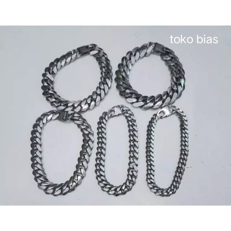 gelang baja putih anti karat gelang besi putih gelang cowok