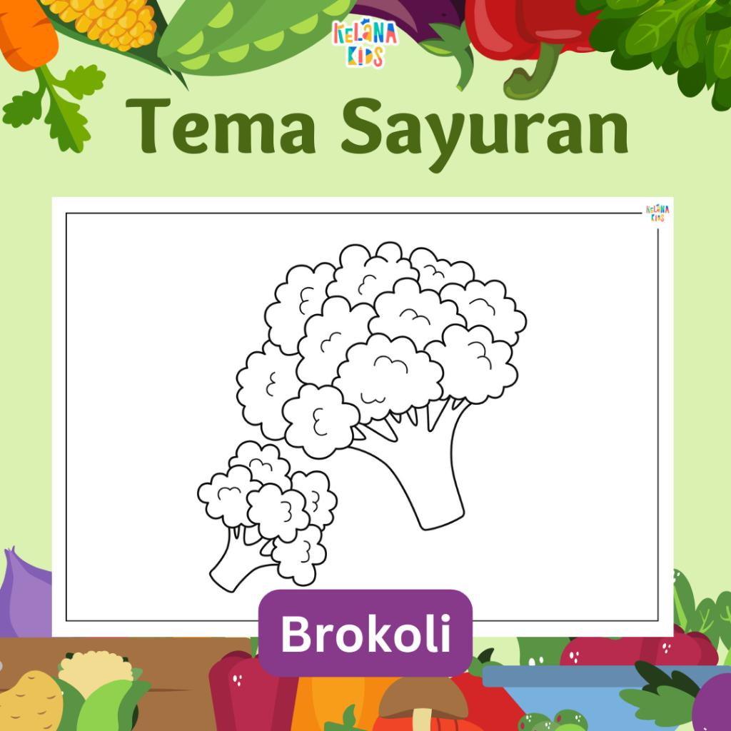 

Lembar Kertas Sketsa Mewarnai Gambar Sayur - Vegetable Coloring - Poster Edukasi Anak PAUD TK SD A4