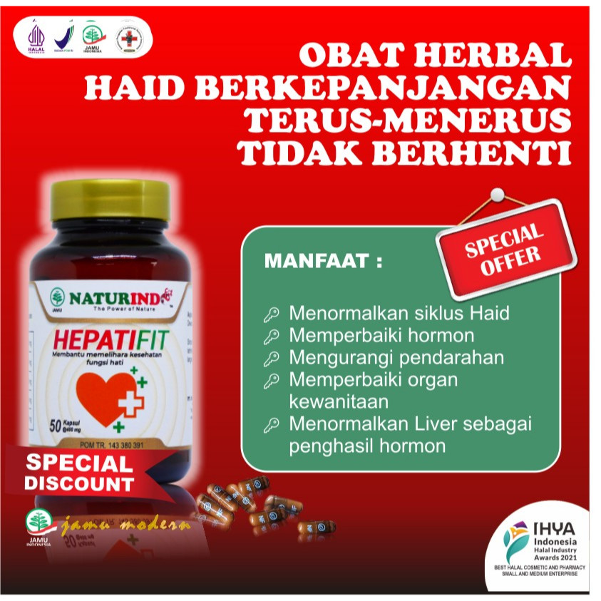 HEPATIFIT Obat Herbal Haid Lama Berkepanjangan Lebih Dari 7 Hari Tidak Teratur Gangguan Hormon BPOM 