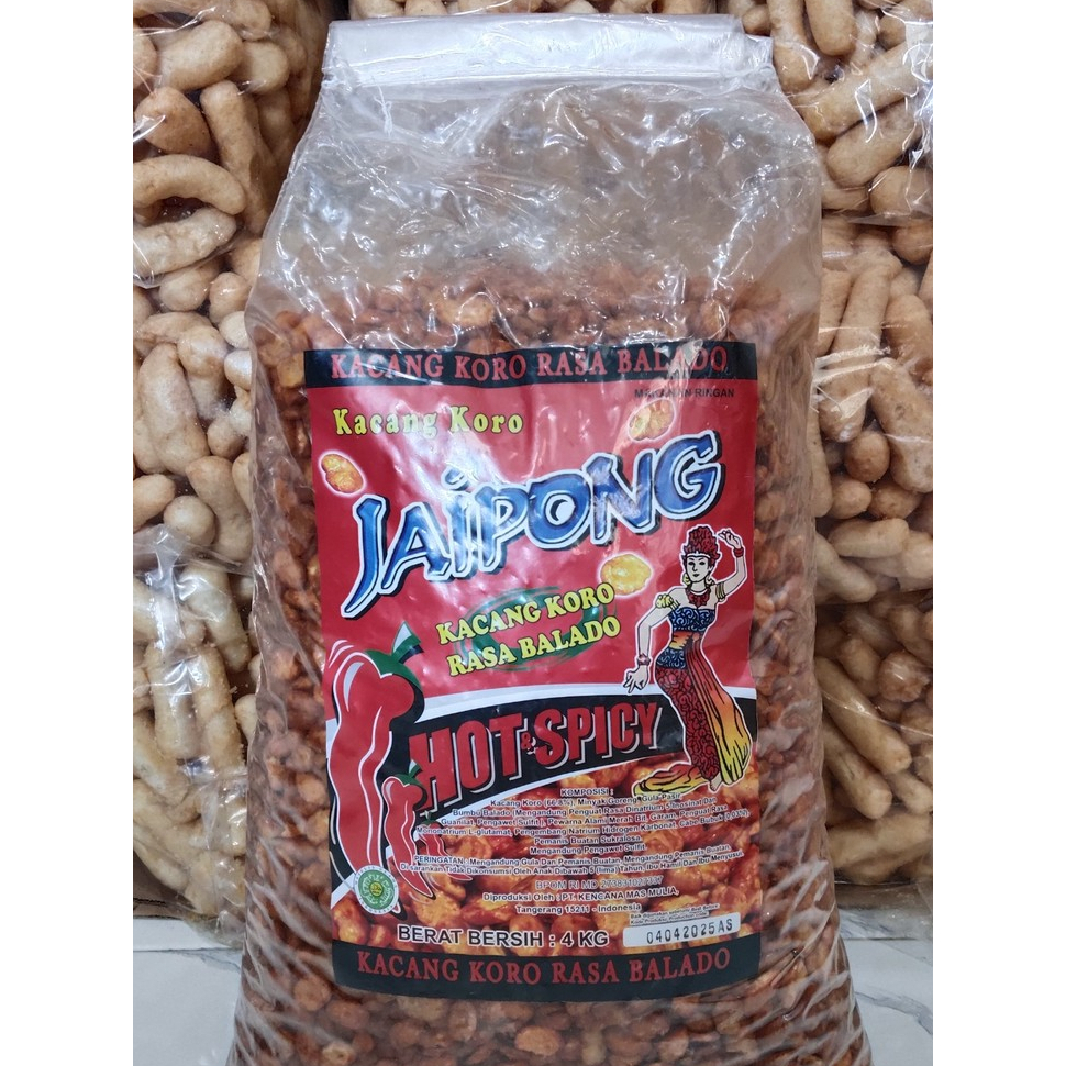 

JAIPONG KACANG KORO PEDAS MANIS KACANG KORO KUPAS BALADO PREMIUM 500 gram