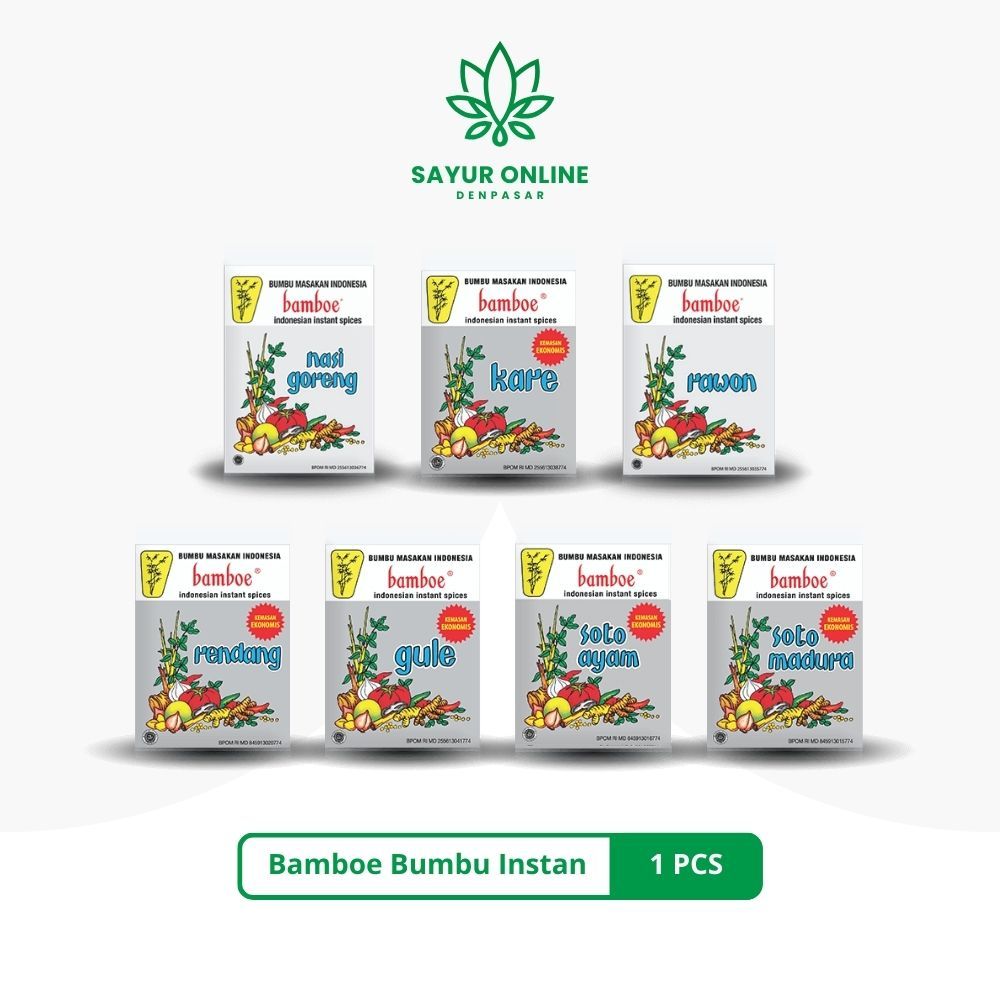 

Bamboe Bumbu Instan Rawon, Soto Ayam, Soto Madura Kare, Gule, Nasi Goreng, Rendang - Sayur Online Denpasar