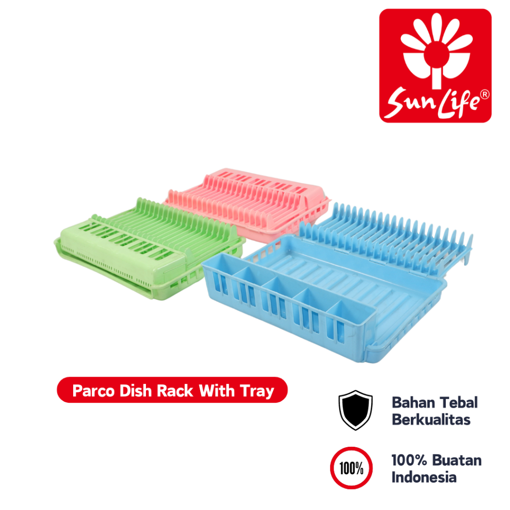 Sunlife Parco Dishrack with Tray Rak Piring Plastik Rak Cuci Piring dengan Nampan SNL-7060