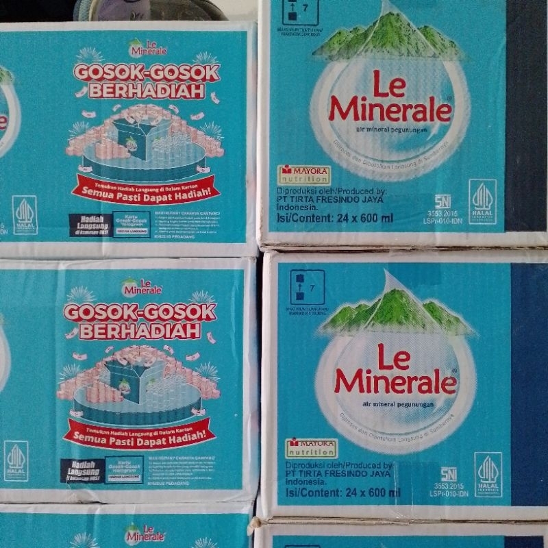 

le minerale air mineral 600 ml 1 dus isi 24 botol