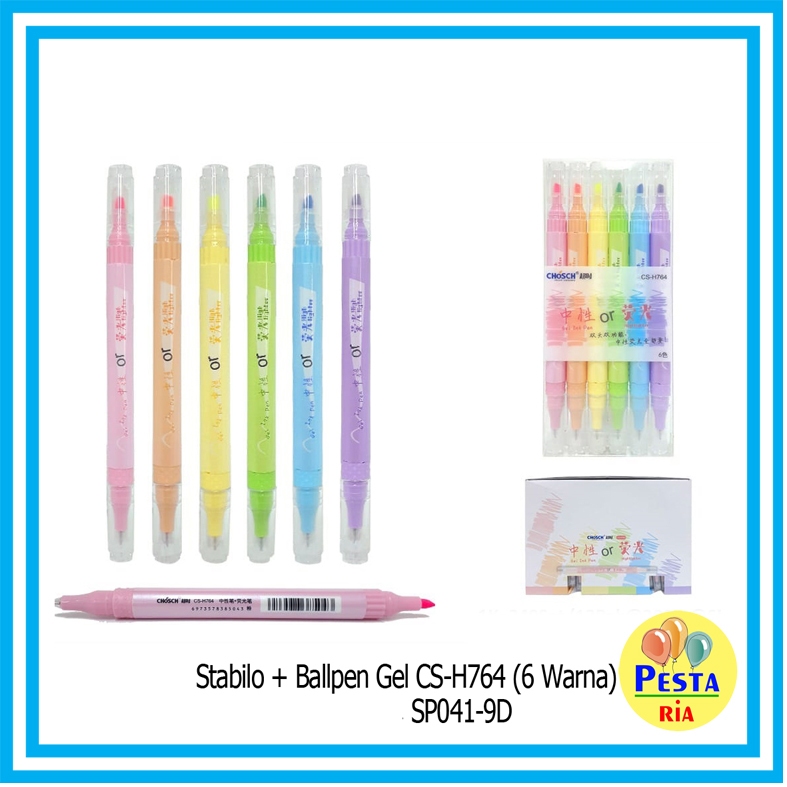 

Murah!! (1 Set Isi 6 Warna) Stabillo + Ballpen Gel Pastel, Stabilo macaron, Set Highlighter