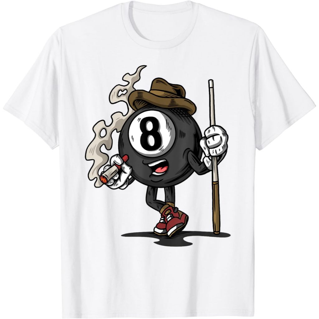 Baju Kaos Dewasa Funny 8 Ball Billiard Pool Player Eight Ball Billiards T-Shirt Pakaian Fashion Atas