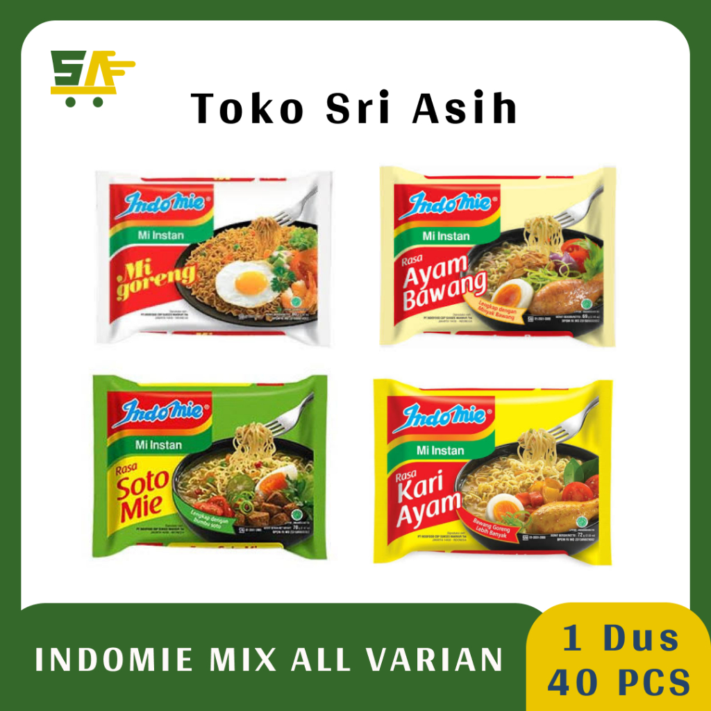 

Indomie All Varian 85 Gr ( 1 Dus Isi 40 Pcs) - Ayam Bawang - Karie Ayam - Soto - Mix - Mie Instan