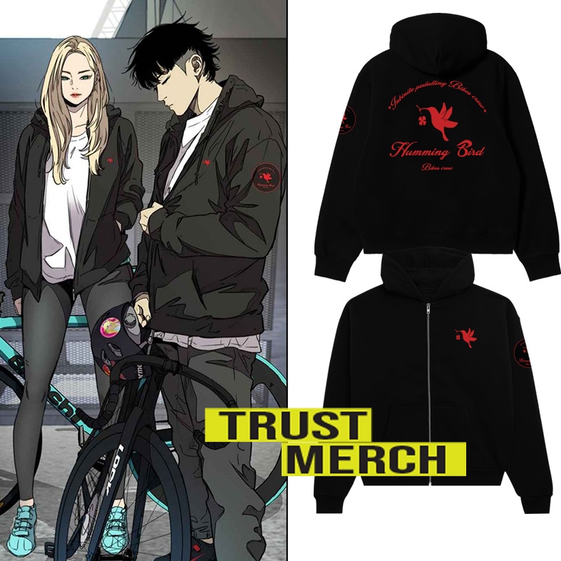 Hoodie Zipper Jayjo Humming Birds Komik Windbreaker