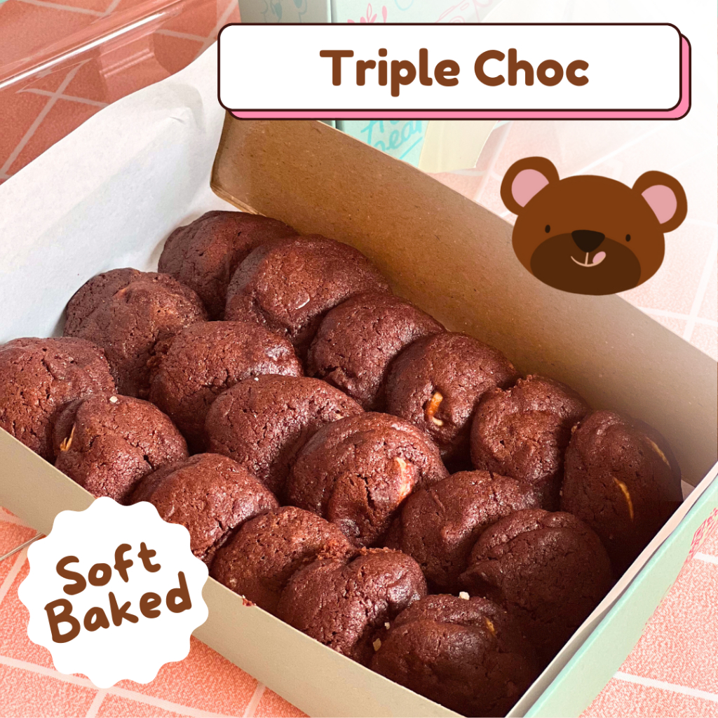 

TRIPLE CHOC Cookies | Soft Baked Cookies Kue Kering White Dark Chocolate Coklat Dessert Snack