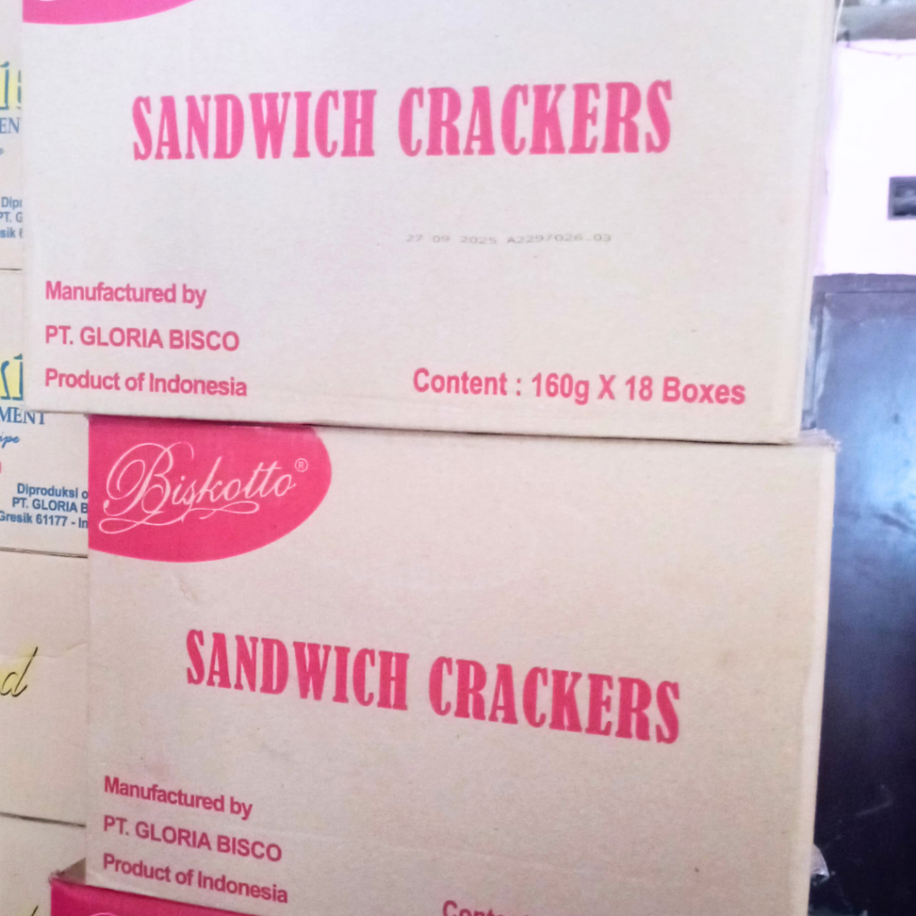 

BISKOTTO SANDWICH CRACKERS ISI 18 BOX 160 GRAM KARTON - Biskotto Sandwich/Biskotto Karton/Biskotto Sandwich Crackers/Sandwich Chocolate/Sandwich Vanilla/Sandwich Lemon/Sandwich Peanut