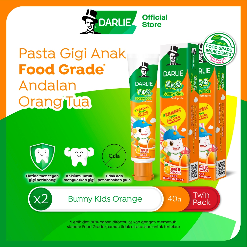 DARLIE Bunny Kids Orange Pasta Gigi 40 gr - Twin Pack Isi 2 Pcs - (Variasi)