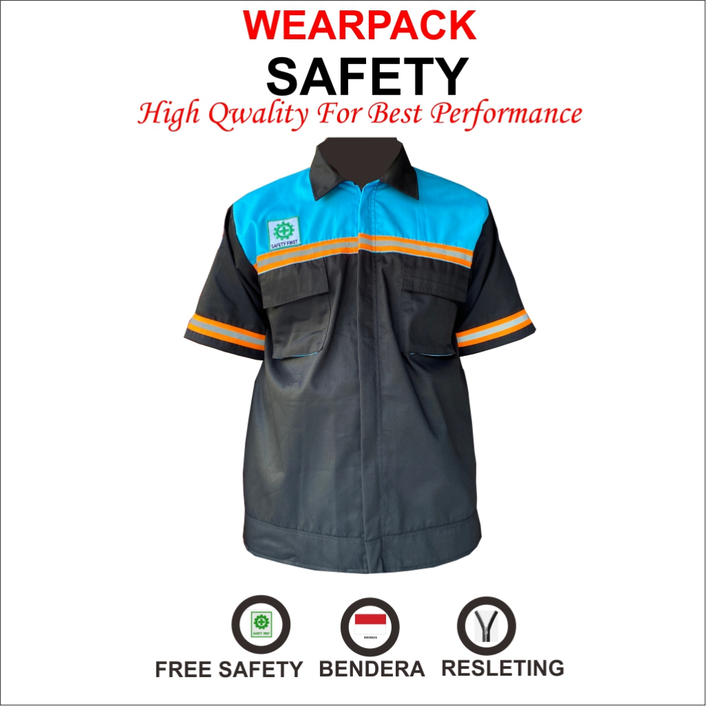 WEARPACK SAFETY LENGAN PENDEK BAJU PROYEK K3