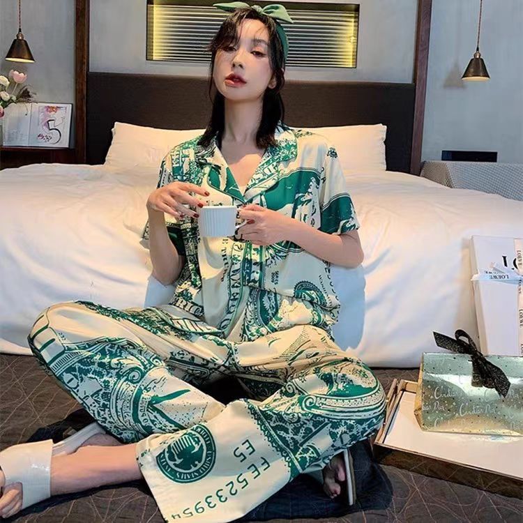 #1535 Piyama Pakaian Rumah Wanita Cardigan Baru/Set Piyama Wanita Dewasa Pola Dolar