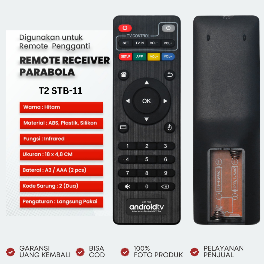 REMOTE T2 DVB ANDROID TV UNIVERSAL STB 11 MX10 H96 V88 (MIN 2 PC)