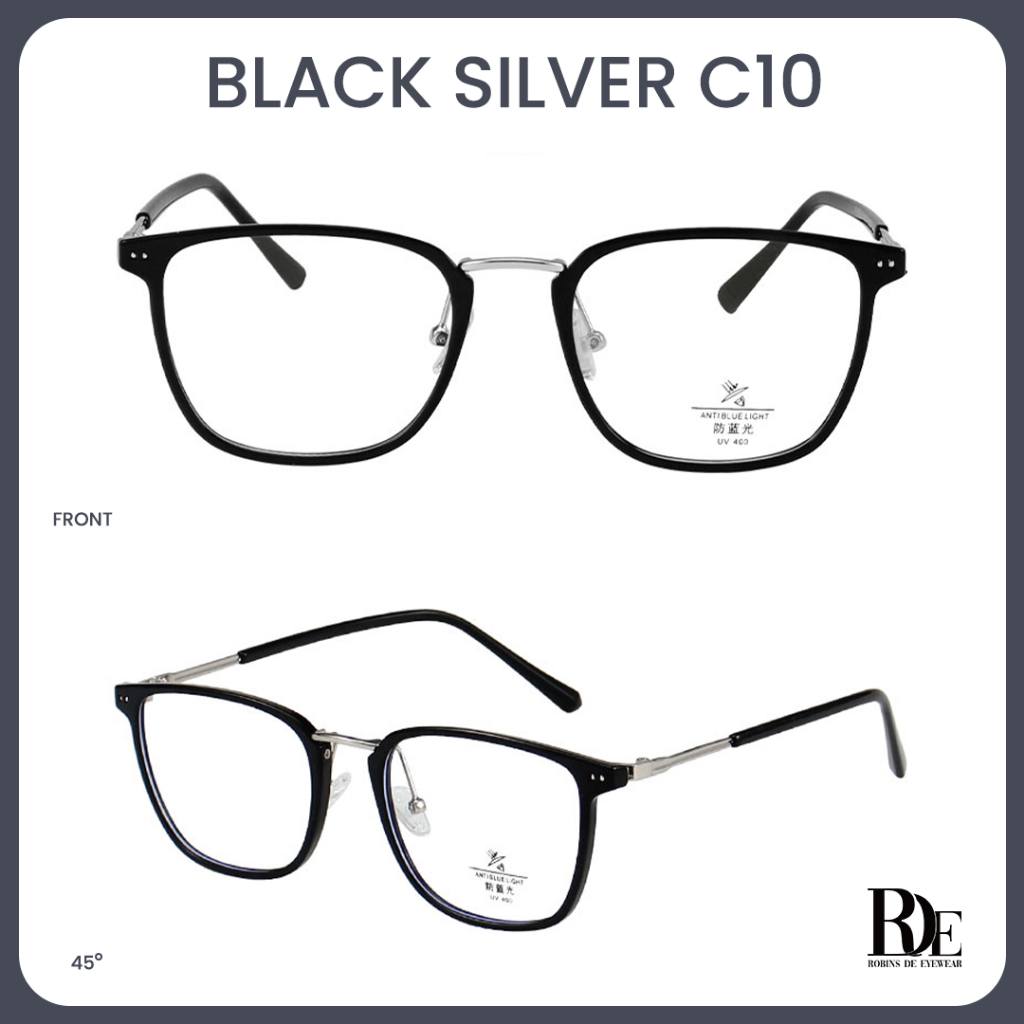 Robins kacamata Anti Radiasi Komputer Frame Kacamata Kotak Bisa Minus Photocromic Bluecromic Fashion Terbaru Wanita S11968-C10