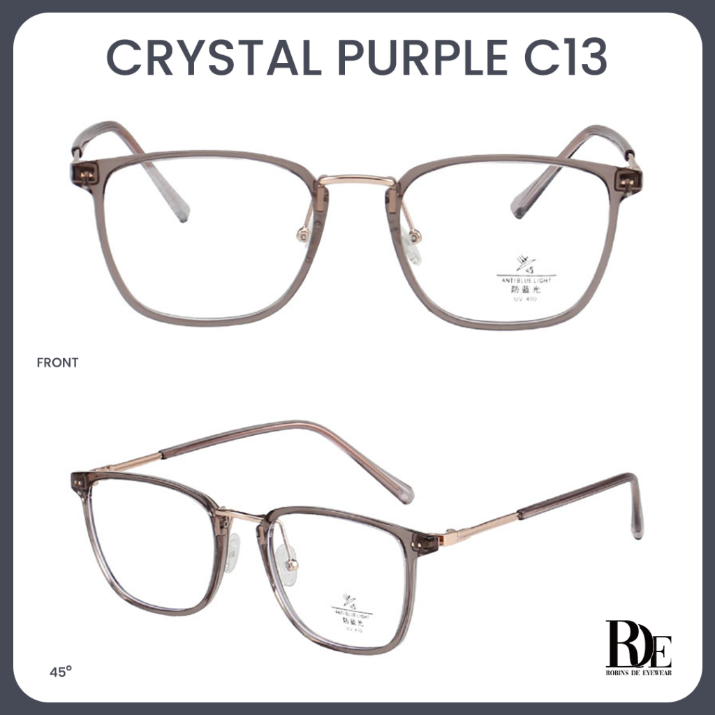 Robins kacamata Anti Radiasi Komputer Frame Kacamata Kotak Bisa Minus Photocromic Bluecromic Fashion Terbaru Wanita S11968-C13