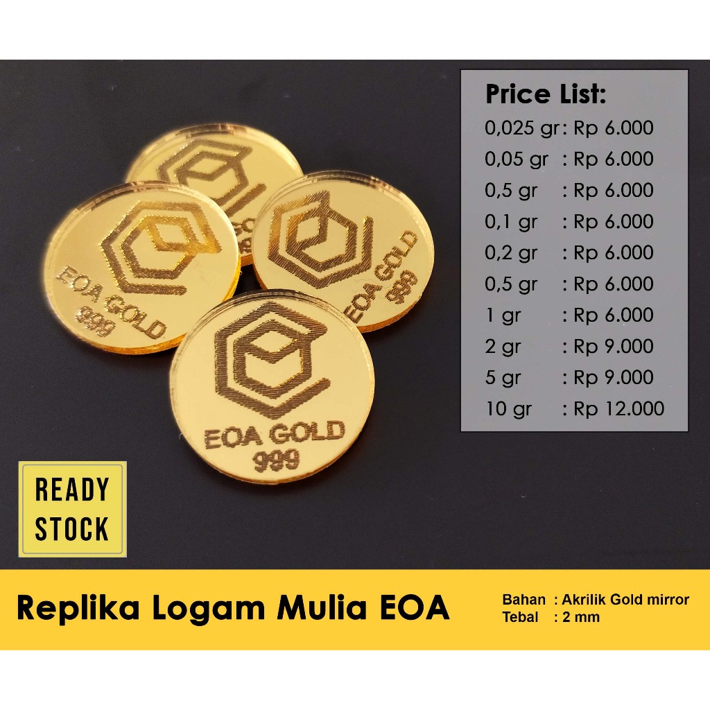 Replika Logam Mulia merk EOA - Akrilik Gold Mirror