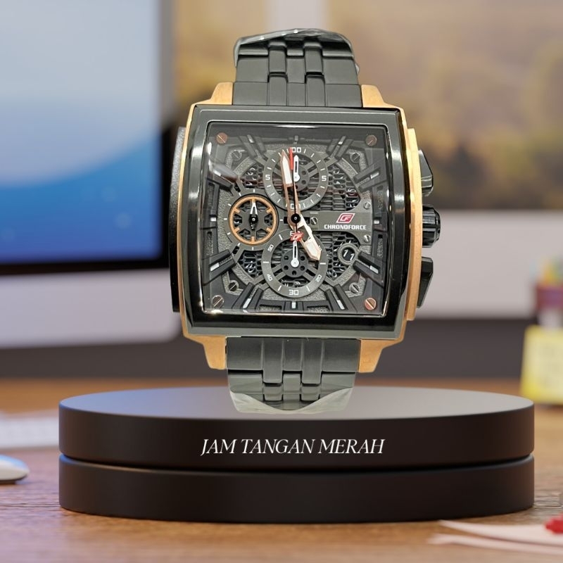 JAM TANGAN PRIA CHRONOFORCE CF5347G BLACK ROSEGOLD ORIGINAL