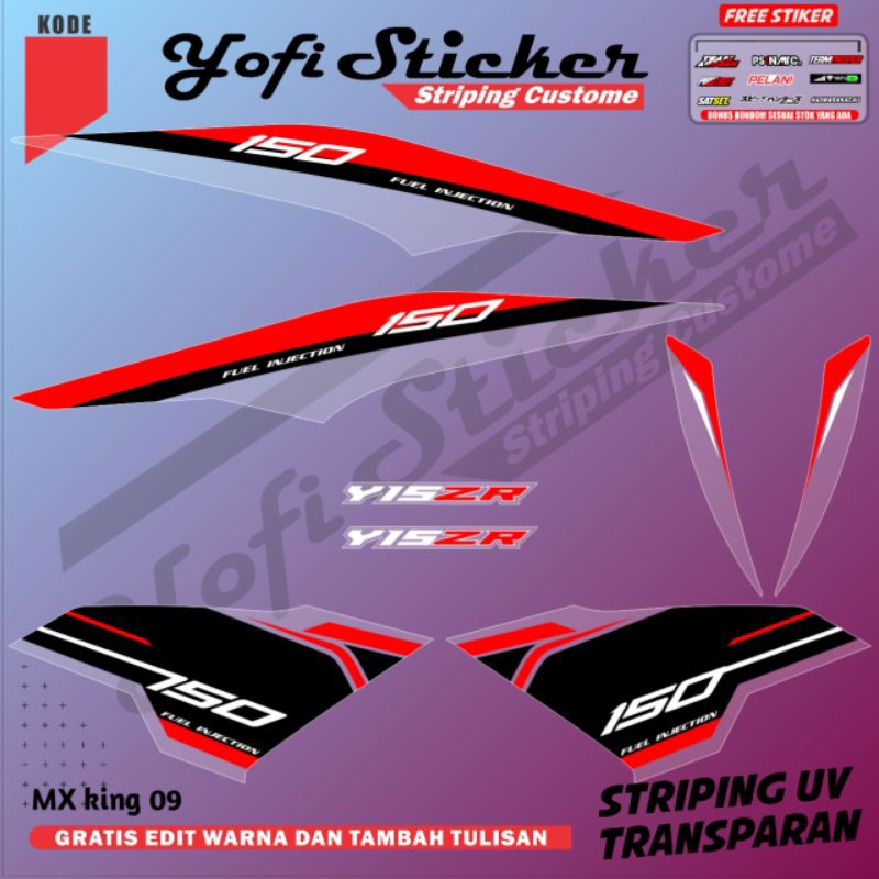 decal stiker stripingtransparan  variasi full body striping MX king biru putih old new MX king 09
