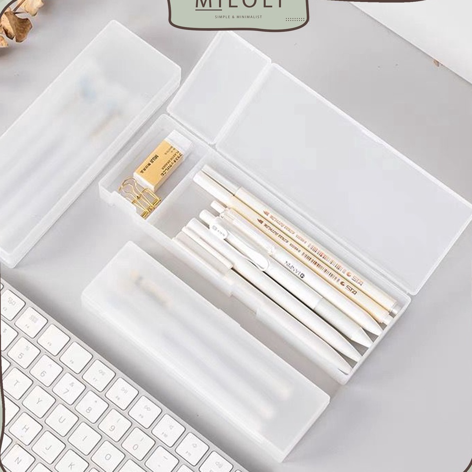 

Diskon Viral MILOLI Kotak Pensil Transparant Matte Dove Multifungsi Pencil Case Aesthetic F187