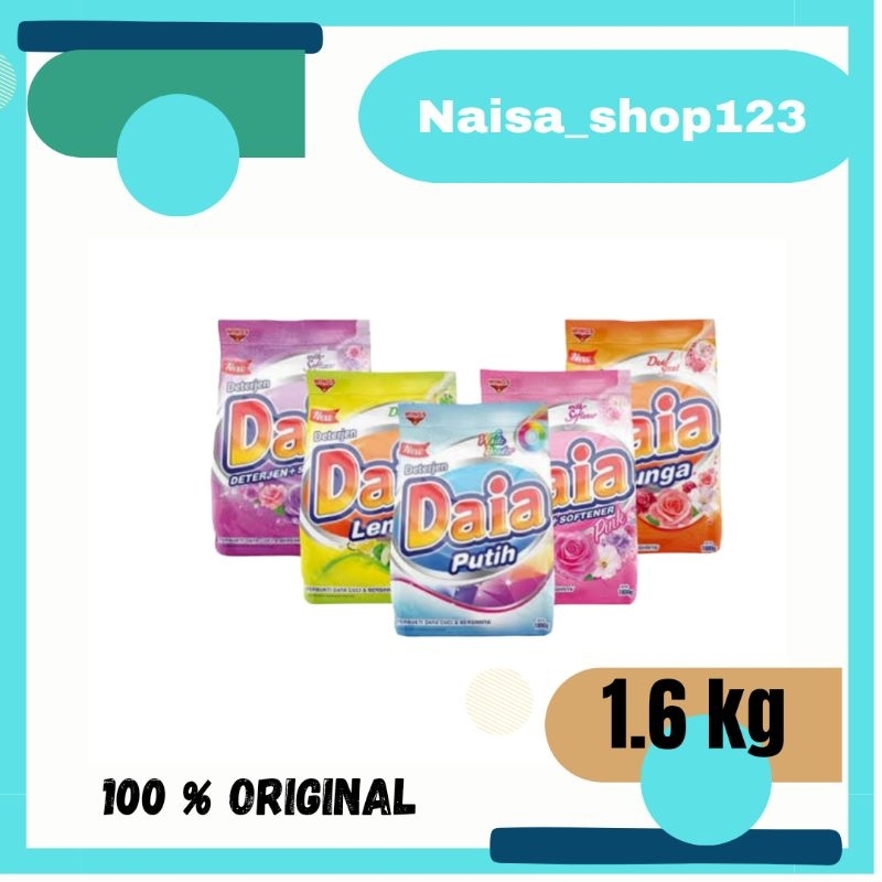 daia detergen bubuk 1.6 kg/ daia sabun cuci bubuk 1.6kg/detergen daia 1.6 / detergen bubuk / daia
