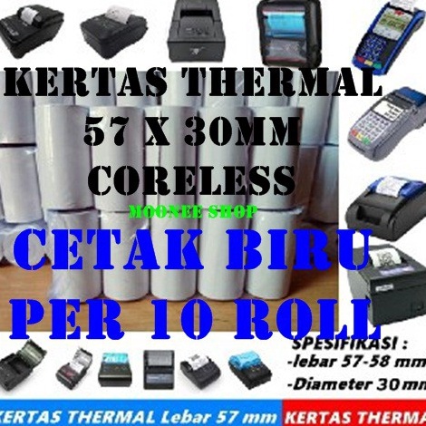 

Hadir Terheboh Kertas thermal BIRU 57x3 Struk 57x3 printer bluetooth polos per 1roll BIRU