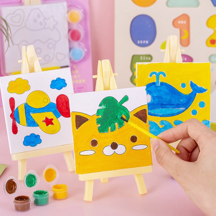 

Ready Ekonomis Lukisan Kanvas Mini1x1 Painting Mini Canvas free tripod Children Canvas Painting Set Kanvas Lukis Anak Kado Ulang Tahun