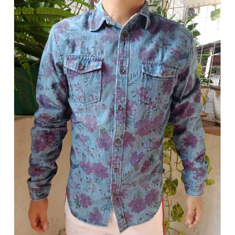 Kemeja Denim Zara flower