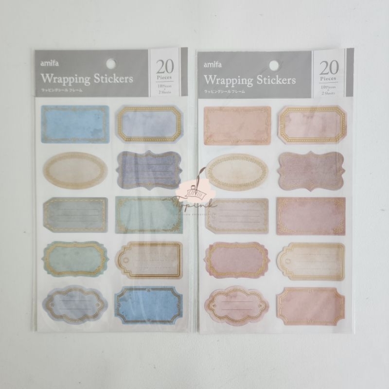 

AMIFA WRAPPING STICKERS TAG FRAME STICKER JOURNAL GIFT NOTE STIKER SCRAPBOOK DIARY PLANNER FRAME STICKER - 2 lembar