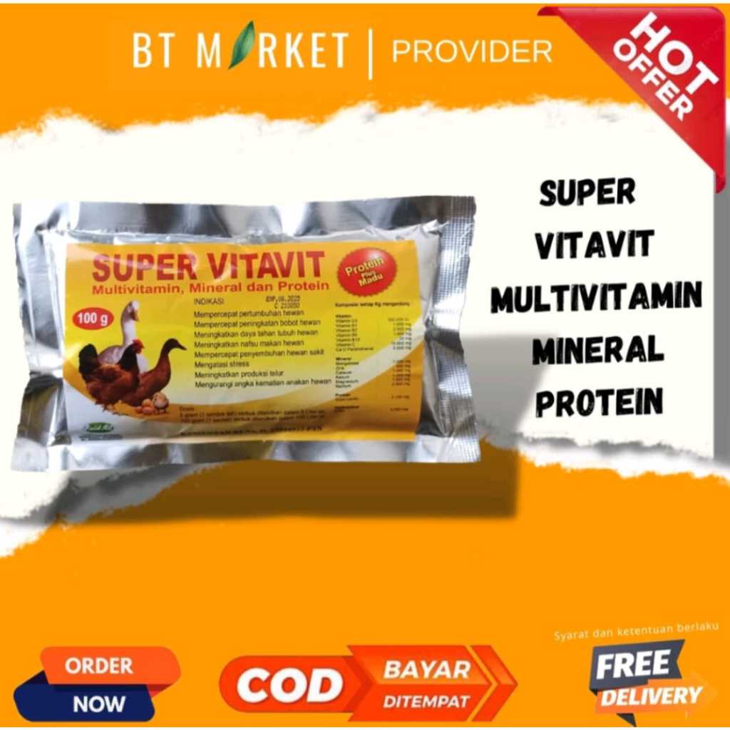 SUPER VITAVIT 10 CAPSUL SERBUK 10GR RAID ALL VITAMIN SUPLEMEN AYAM BEBEK BURUNG