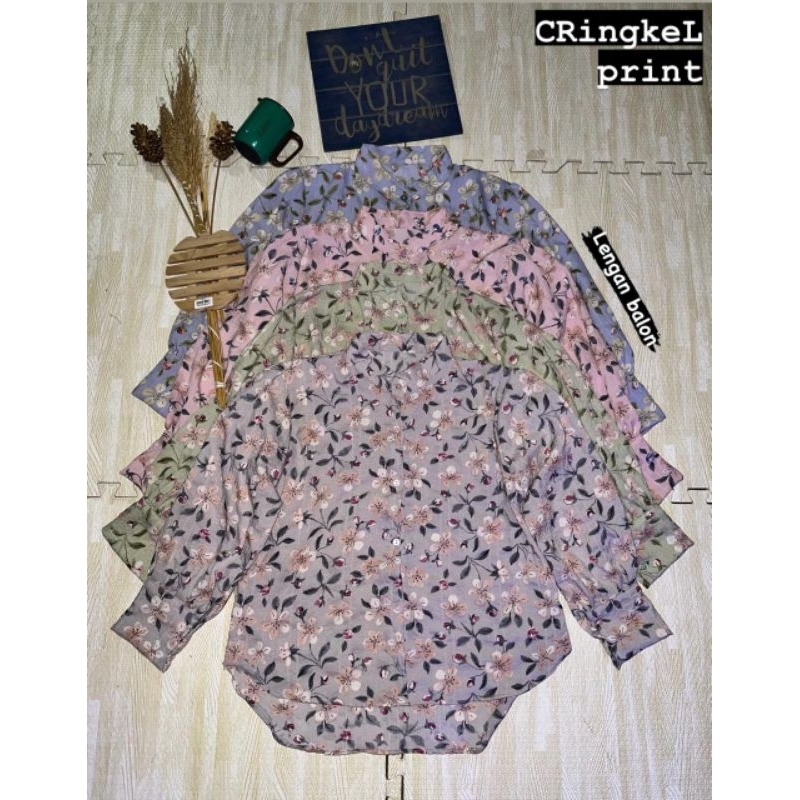 Baju atasan wanita lengan panjang model balon motif bunga terlaris