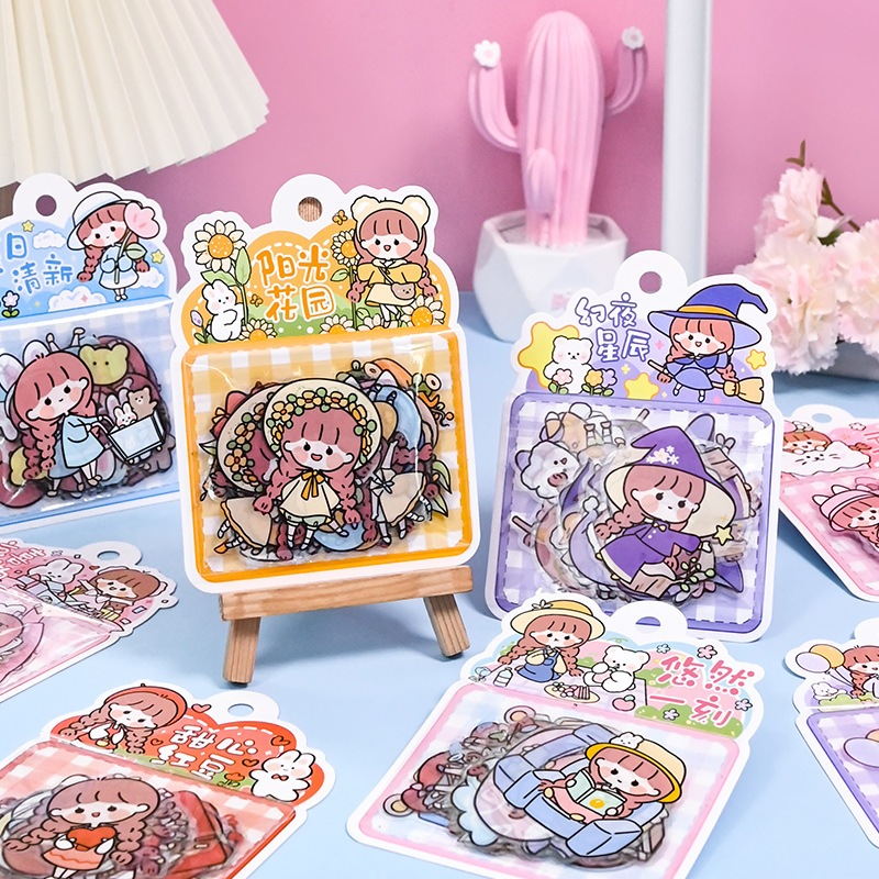 

Stiker PET anti air motif lucu Tidak Perlu Memotong untuk dekorasi handbook Sticker waterproof karakter kartun korea Diary jurnal Scrapbook DIY Daily planner aesthetic Anak perempuan