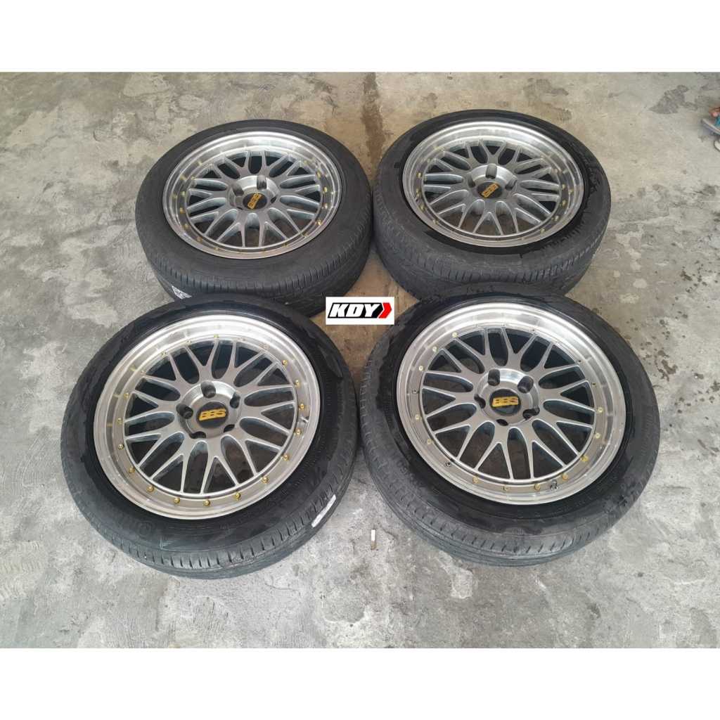 Pelek Racing Seken Mobil BBS R17 Lebar 7,5 Hole 5X114,3 S/P + Ban CONTINENTAL 205 50 R17 PNP Luxio G