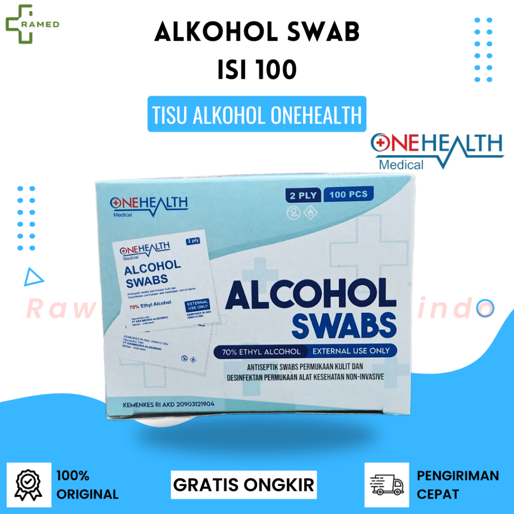 Onehealth Alkohol Swab Isi 100 Pcs / Alcohol Swab Tisu Alkohol