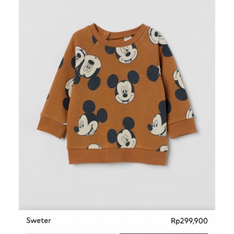 H&M sale sweatshirt anak unisex mickey brown coklat