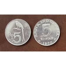 Uang Kuno Koin 5 Rupiah 1970 Burung Srigunting