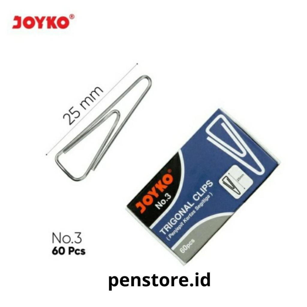 

(pack) Clip paper Joyko No.3 kecil / Trigonal klip segitiga penjepit kertas isi 60pcs