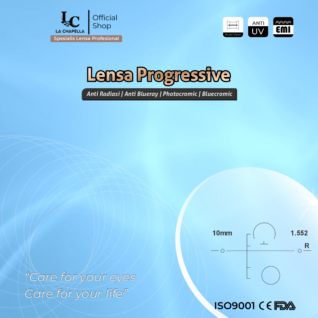 La Chapella - Lensa Progresif Kacamata/Bifokal Kacamata/Antiradiasi/Antiblueray/Photocromic/Minus/pl
